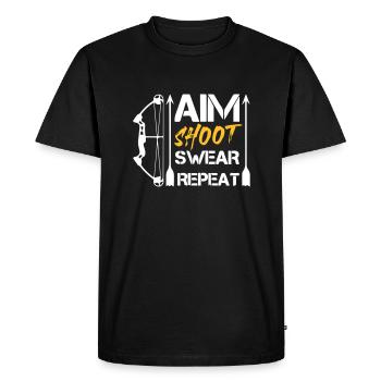 Aim Shoot Swear Repeat Archery Gift Hobby - Men's Premium Organic T-Shirt - black - Front - Nico (187cm)