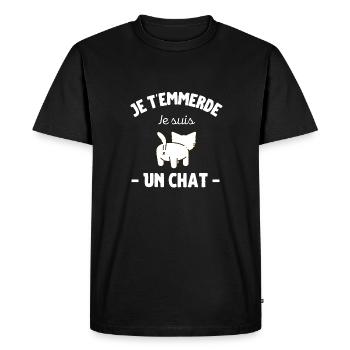Je t'emmerde je suis un chat humour animaux - T-shirt Premium bio Homme - noir - Devant - Nico (187cm)