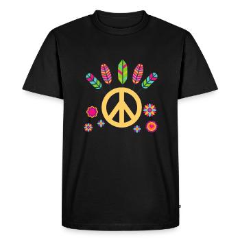 peace and love plume multicolore - T-shirt Premium bio Homme - noir - Devant - Nico (187cm)