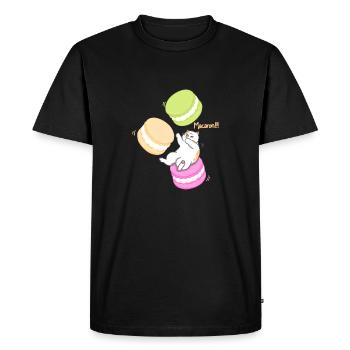Cat and Macaron - Men's Premium Organic T-Shirt - black - Front - Nico (187cm)