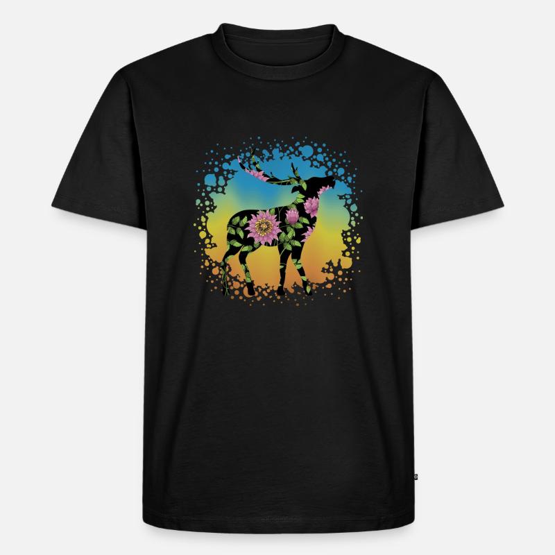 Hirsch - Männer Premium Bio T-Shirt - Schwarz