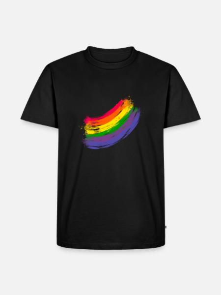 Regenbogen Pride Flagge - Männer Premium Bio T-Shirt - Schwarz