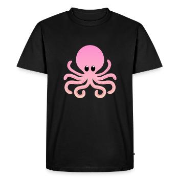 Sunrise Rose Orange Ombre Octopus - T-shirt Premium bio Homme - noir - Devant - Nico (187cm)