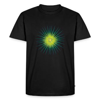 Bleu Vert Jaune Dahlia Ombre Oursin - T-shirt Premium bio Homme - noir - Devant - Nico (187cm)