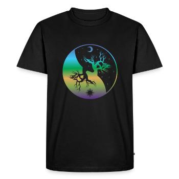 Yin Yang jour/nuit par The Manzanita’s - T-shirt Premium bio Homme - noir - Devant - Nico (187cm)