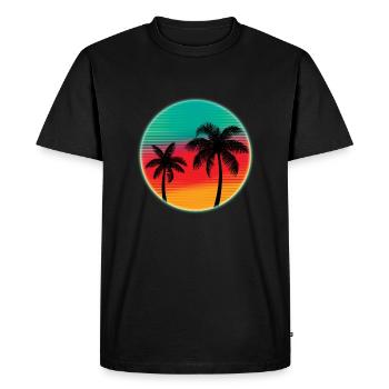 Sun Retro 80s - Men's Premium Organic T-Shirt - black - Front - Nico (187cm)