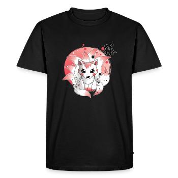 Ninetails, Renard, Kitsune - T-shirt Premium bio Homme - noir - Devant - Nico (187cm)