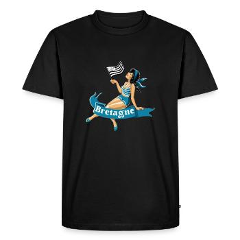 pin up Bretonne - T-shirt Premium bio Homme - noir - Devant - Nico (187cm)