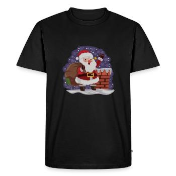 Le Père Noël est là. - T-shirt Premium bio Homme - noir - Devant - Nico (187cm)