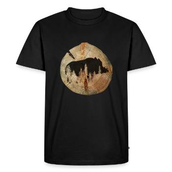 Sanglier à disque d’arbre - T-shirt Premium bio Homme - noir - Devant - Nico (187cm)