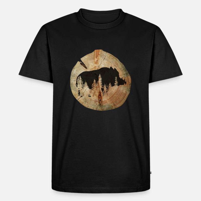 Baumscheibe Wildschwein - Männer Premium Bio T-Shirt - Schwarz