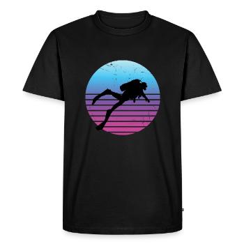 Diving Men Women Scuba Dive Retro Diver - Men's Premium Organic T-Shirt - black - Front - Nico (187cm)