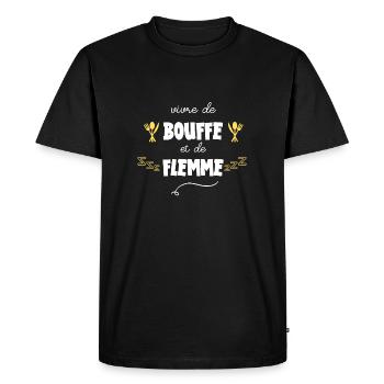 vivre de bouffe et de flemme - T-shirt Premium bio Homme - noir - Devant - Nico (187cm)