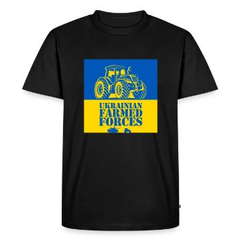 Ukrainian Farmed Forces - Stand With Ukraine - Men's Premium Organic T-Shirt - black - Front - Nico (187cm)