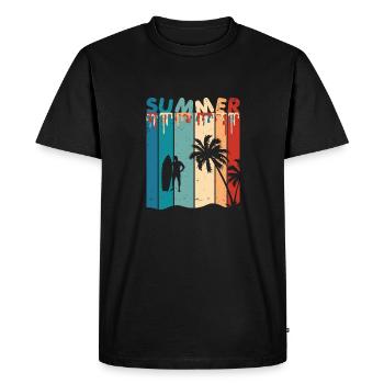 Summer Summer Palm Trees Surfing Retro Vintage - Men's Premium Organic T-Shirt - black - Front - Nico (187cm)