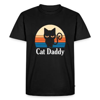 Chat Papa Rétro Vintage Katze - T-shirt Premium bio Homme - noir - Devant - Nico (187cm)