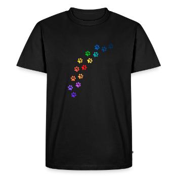 Colorful paws of dogs or cats | Rainbow - Men's Premium Organic T-Shirt - black - Front - Nico (187cm)