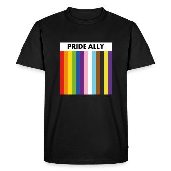 Gay Pride Ally drapeau arc-en-ciel inclusif - T-shirt Premium bio Homme - noir - Devant - Nico (187cm)