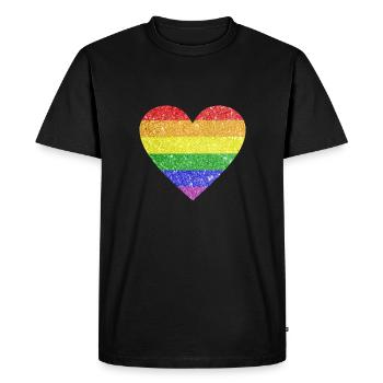 LGBTQ Heart (Glitter) - Men's Premium Organic T-Shirt - black - Front - Nico (187cm)
