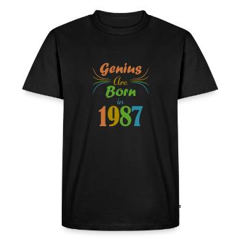 genius born 1987 - T-shirt Premium bio Homme - noir - Devant - Nico (187cm)