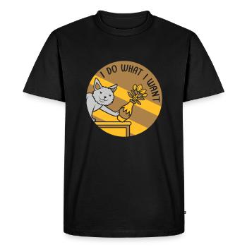 Chat coquin renverser le vase à fleurs - T-shirt Premium bio Homme - noir - Devant - Nico (187cm)