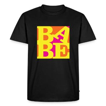 Babe WordPlay original art 5 - Men's Premium Organic T-Shirt - black - Front - Nico (187cm)