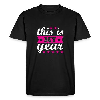 c’est mon année - T-shirt Premium bio Homme - noir - Devant - Nico (187cm)