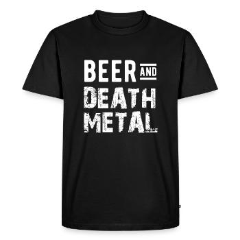 Bière et Death metal musique - T-shirt Premium bio Homme - noir - Devant - Nico (187cm)