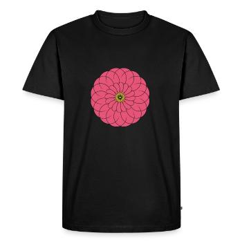 symmetrical pink and yellow flower - Men's Premium Organic T-Shirt - black - Front - Nico (187cm)