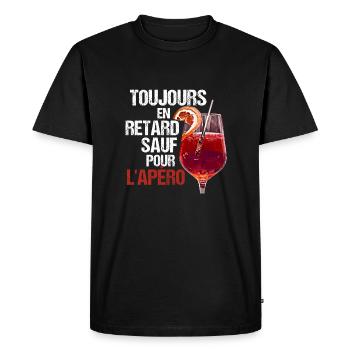 T-shirt humour Apéro - T-shirt Premium bio Homme - noir - Devant - Nico (187cm)