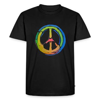 Paix Signe de Paix Amour Harmonie Symbole 2 - T-shirt Premium bio Homme - noir - Devant - Nico (187cm)