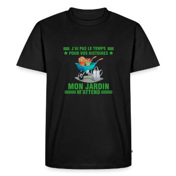 Jardinier jardinage idée cadeau jardin humour - T-shirt Premium bio Homme - noir - Devant - Nico (187cm)