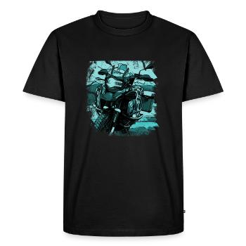 Moto GS noir turquoise - T-shirt Premium bio Homme - noir - Devant - Nico (187cm)