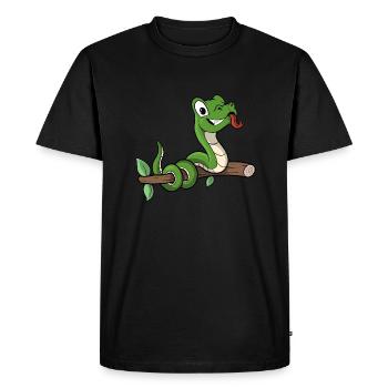 Animal Animal Motif Funny Snake - Men's Premium Organic T-Shirt - black - Front - Nico (187cm)