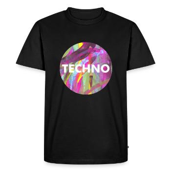TECHNO - Men's Premium Organic T-Shirt - black - Front - Nico (187cm)
