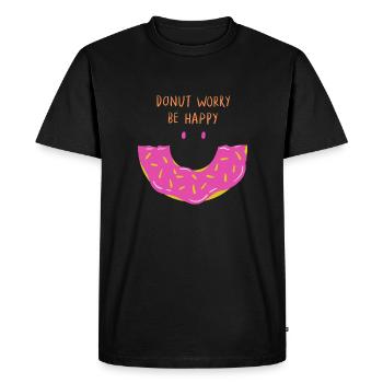 Donut worry be happy - Men's Premium Organic T-Shirt - black - Front - Nico (187cm)