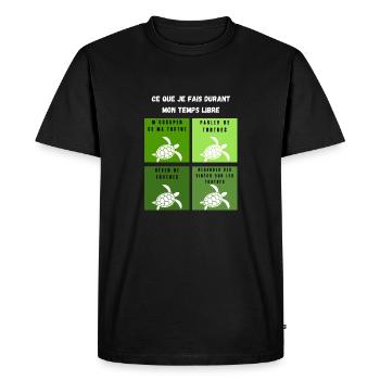 ce que je fais durant mon temps libre tortue - T-shirt Premium bio Homme - noir - Devant - Nico (187cm)