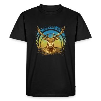 Cerf - T-shirt Premium bio Homme - noir - Devant - Nico (187cm)