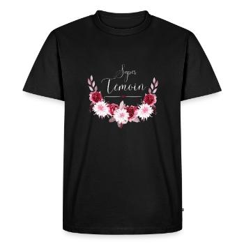 super témoin - T-shirt Premium bio Homme - noir - Devant - Nico (187cm)