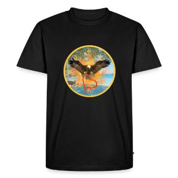 Fullness/Love Symbol -- Eagle Sea Hearts Mandala - Men's Premium Organic T-Shirt - black - Front - Nico (187cm)
