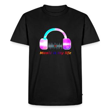 Music is my life - Männer Premium Bio T-Shirt - Schwarz - Vorne - Nico (187cm)