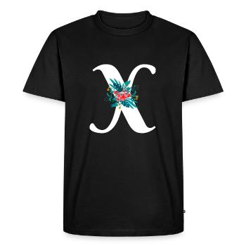 lettre X fleuris - T-shirt Premium bio Homme - noir - Devant - Nico (187cm)