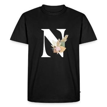 lettre N fleuris - T-shirt Premium bio Homme - noir - Devant - Nico (187cm)