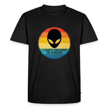 Tête extraterrestre classique - Je ne crois pas aux humains. - T-shirt Premium bio Homme - noir - Devant - Nico (187cm)