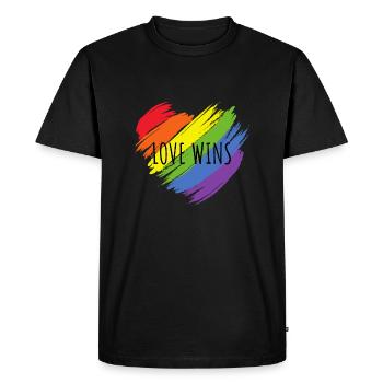 L’amour gagne - T-shirt Premium bio Homme - noir - Devant - Nico (187cm)