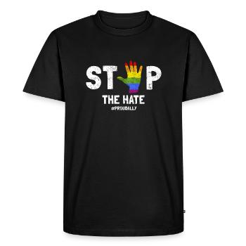 STOP The Hate #PROUDALLY Awesome Retro Pride - Men's Premium Organic T-Shirt - black - Front - Nico (187cm)
