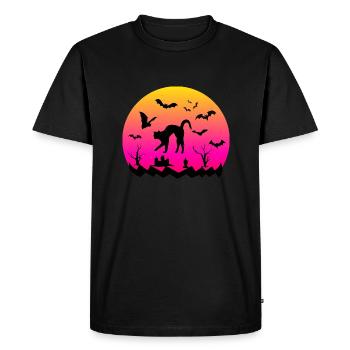 Cimetière Sunset - Halloween - T-shirt Premium bio Homme - noir - Devant - Nico (187cm)