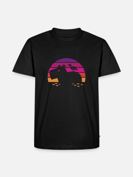 Hippopotamus - Sunset - Flusspferd - Nilpferd - Männer Premium Bio T-Shirt - Schwarz