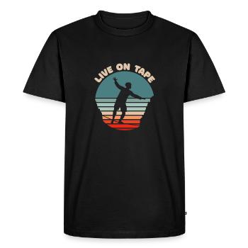 Slackline - Silhouette - Live on Tape Slogan - T-shirt Premium bio Homme - noir - Devant - Nico (187cm)
