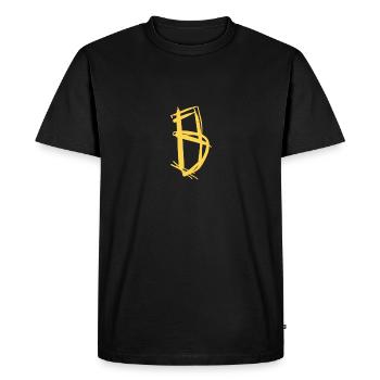 B jaune sur T-shirt : Le B créatif - T-shirt Premium bio Homme - noir - Devant - Nico (187cm)